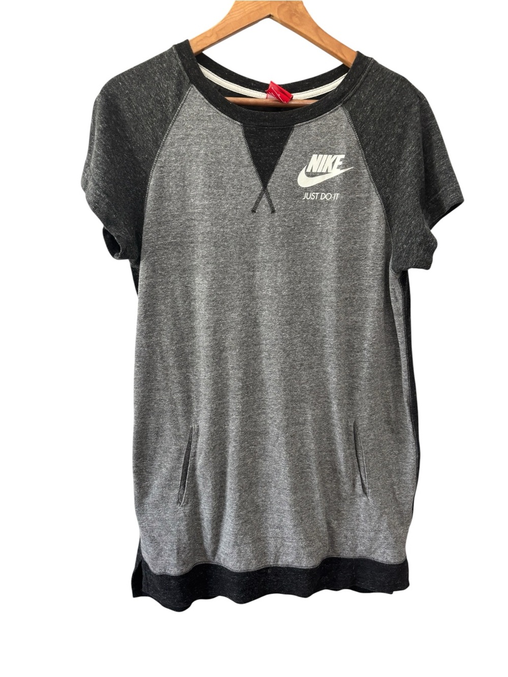 Nike Gym VTG Tee Dress‎ Womens Size Medium Black Sail Grey Nike Air
